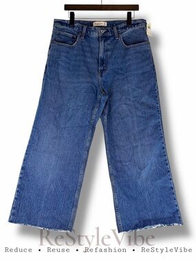 ABERCROMBIE & FITCH Women’s Size 32/14 Denim Jeans Wide Leg Style NWT Stretch